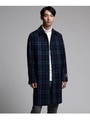 PONTETORTO チェックメルトンステンカラーコート/ネイビー(293)