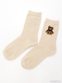 SITTING BEAR SOCKS/IVORY