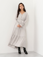 SMF PE ベルトティアード マキシワンピース/LT.GRAY