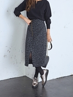 SMF WOシャギー レオパード柄 タイトスカート/MD.GRAY