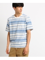 Tシャツ メンズ マルチボーダー クルーネックTシャツ/ブルー(192)