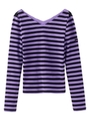 V-NECK STRIPED TOP/ライトパープル