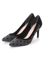 Vカットパンプス/ブラックドット