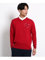 Vネック　セーター メンズ/レッド(062)