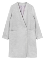 Vネックノーカラーコート/モカ