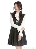 V開きジャンパードレス/カーキ