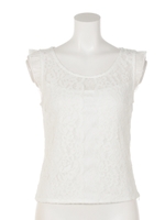 WレースノースリTOP/WHT