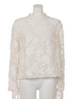 [GREED]FLOWER SHEER JACQUARD Mock neck/OFF WHITE
