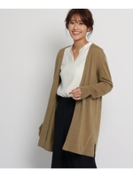 [L]ウールオープンフロントカーディガン/サンドベージュ(053)