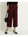 [L]ウール混ワイドストレートパンツ/ボルドー(064)