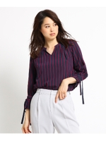 [L]キャンディー袖ストライプブラウス/ペルシアンレッド(374)