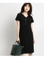 [S]【UVカット・洗える】ストレッチ切り替えワンピース/ブラック(019)