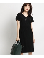 [S]【UVカット・洗える】ストレッチ切り替えワンピース/ブラック(019)