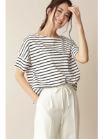 [Weekend Line]◆大きいサイズ・洗える◆クルーネックボーダーＴシャツ/ブラックボーダー1(011)