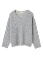 ・K ケーブル Vネックニットプルオーバー/杢グレー