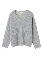 ・K ケーブル Vネックニットプルオーバー/杢グレー