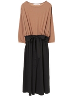 ・RAYCASSIN ドッキング7分袖ワンピース/ブラック