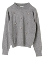 ・カラービジューニットプルオーバー/杢グレー