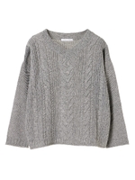 ・ケーブルVネックプルオーバー/杢グレー