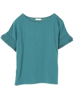 ・プリーツ袖プルオーバー/ブルーグリーン