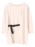 ・ボートネックデザインチュニック/ライトベージュ