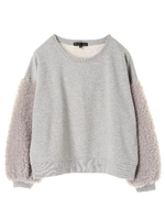 ・ボアスリーブ切替プルオーバー/杢グレー