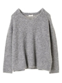 ・モヘヤ混畦ニットプルオーバー/杢ライトグレー