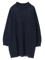 ・横編ニットチュニック/ブルーグリーン