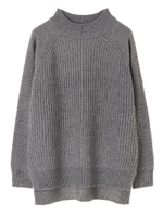 ・畦編みニットチュニック(3ゲージ)/杢グレー