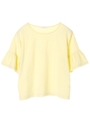 ・袖フリルスラブカットプルオーバー/イエロー