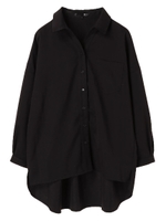 ・抜け衿ビッグシャツチュニック/ブラック