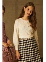 《EDIT COLOGNE》パール調ケーブルニット/ホワイト(030)