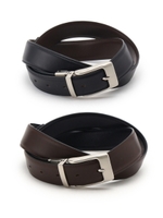 【 日本製 】デュプイリバーシブルドレスビジネスベルト/ブラック×ブラウン(519)