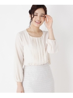 【34(SS)、42(LL)WEB限定サイズ】タックブラウス/ライトベージュ(051)