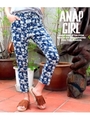 【ANAP GIRL】パームツリー総柄7分丈パンツ/ブルー(019)