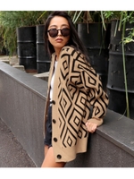 【ANAP】ジオメトリックニットカーディガン/ベージュ(005)