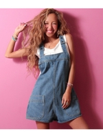 【ANAP】デニムショートサロペット/ブルー(019)