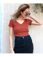 【ANAP】バッククロスニットリブトップス/レンガ(068)