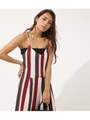 【AZUL BY MOUSSY】エスパンディパネル切り替えオールインワン/柄RED