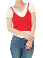 【AZUL BY MOUSSY】クロプドニットキャミプルオーバー/RED