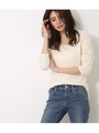 【AZUL BY MOUSSY】スラブクルーネック長袖プルオーバー/O/WHT