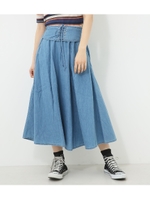 【AZUL BY MOUSSY】レースアップフレアスカート/L/BLU
