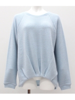 【Alluge】フロントタックニットトップス/サックスブルー(020)