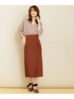 【BAILA1月号掲載】アウトポケットラップスカート/ブラウン