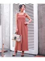 【CHILLE】ギャザー切替オールインワン/ピンク(008)