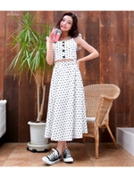 【CHILLE】ドットフリルキャミ×スカートSET/ホワイト(001)