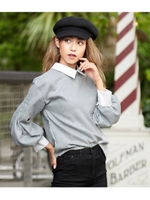 【CHILLE】袖デザインフェイクウールトップス/グレー(006)