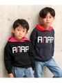 【ANAP KIDS】 配色フーディートップス/ネイビー(018)