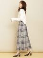 【MORE1月号掲載】ビックチェックハイウエストスカート/ベージュ