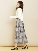 【MORE1月号掲載】ビックチェックハイウエストスカート/ベージュ